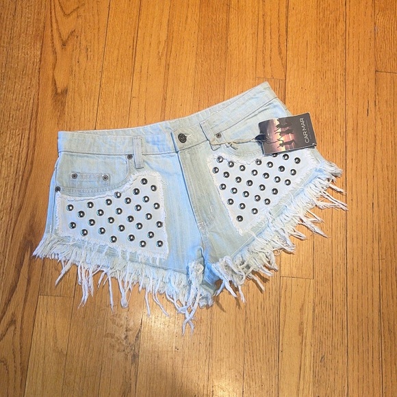 Carmar Studded Denim Raw Hem Shorts - Picture 2 of 8